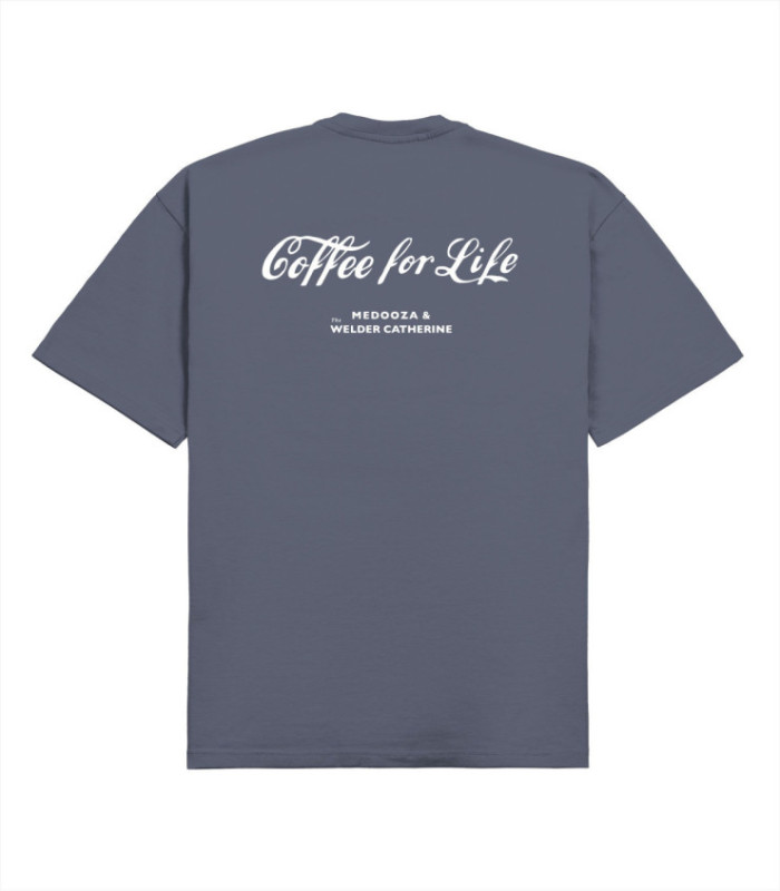 Футболка MEDOOZA x Welder C. ‘Coffee for Life’ (серо-синий) NCL23