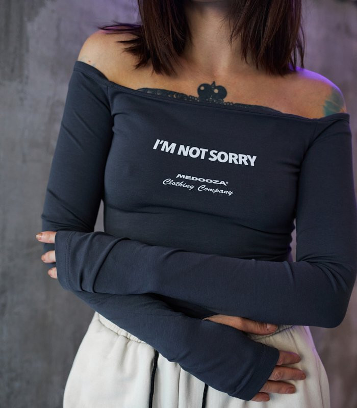 Топ с открытыми плечами MEDOOZA "I'm not sorry" (W) (графит)