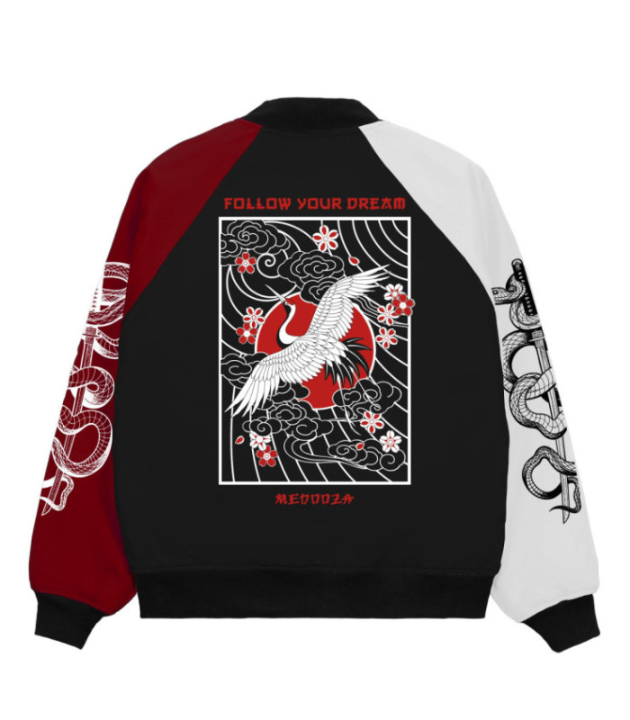 Бомбер MEDOOZA "Japaniac" (черно-красно-белый)