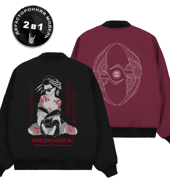Бомбер MEDOOZA 2-сторон. "Geisha II // Crane Twins"