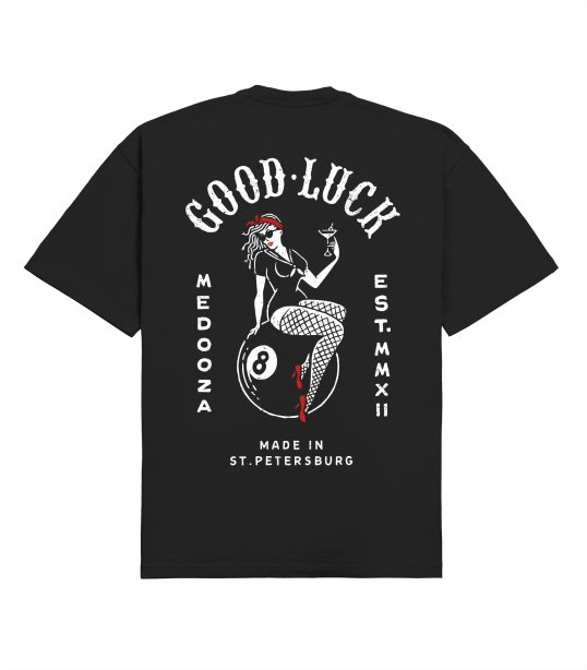 Футболка boxy MEDOOZA "Luck" (черный)