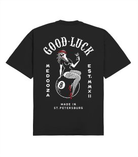 Футболка boxy MEDOOZA "Luck" (черный)