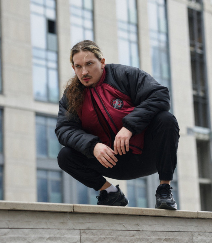 Бомбер Anabolic MEDOOZA "Crane Patch" (бордово-черный)