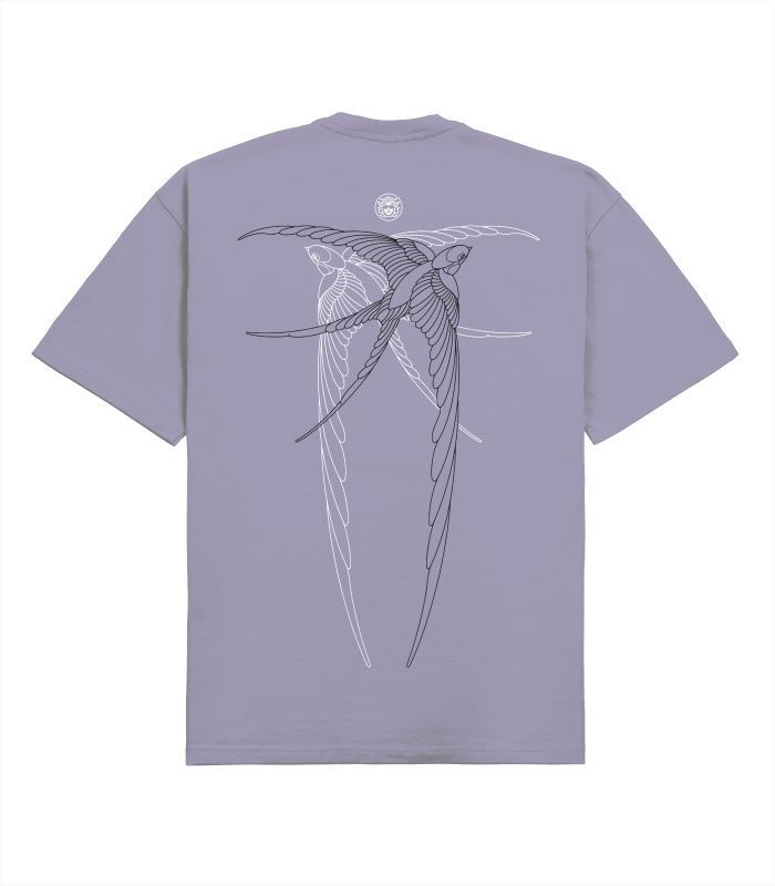 Футболка boxy MEDOOZA "Birds" (сирень)