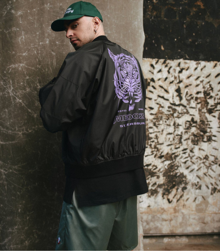 Бомбер летний MEDOOZA "Tiger Head" (темно-серый)