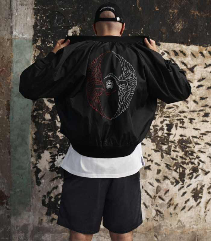 Бомбер летний MEDOOZA "Crane Twins" (черный)