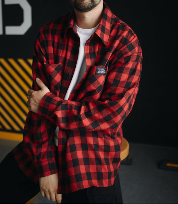 Рубашка в клетку MEDOOZA (красно-черный)