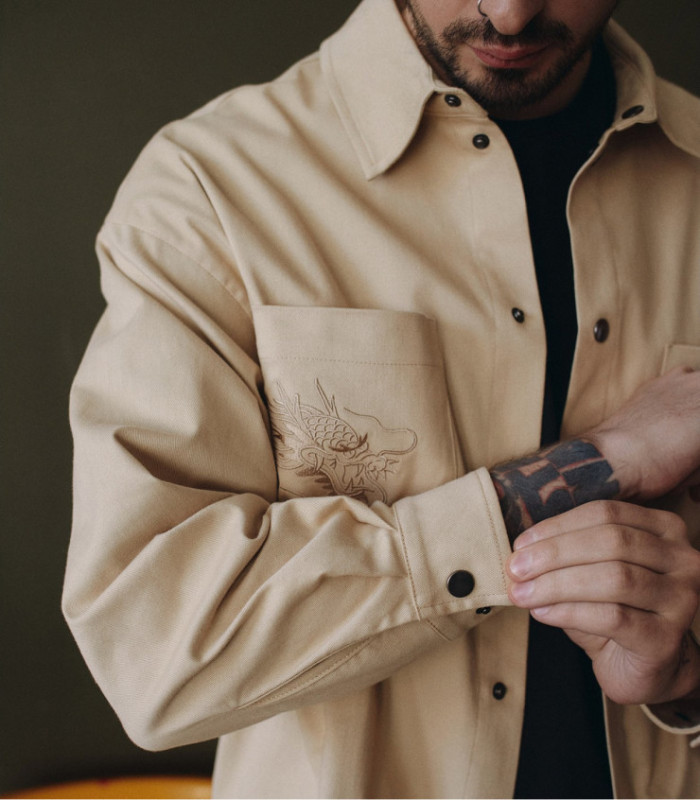 Рубашка MEDOOZA "Souvenir Dragon" (бежевый)