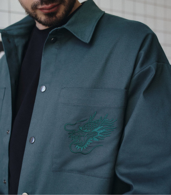 Рубашка MEDOOZA "Souvenir Dragon" (темно-зеленый)