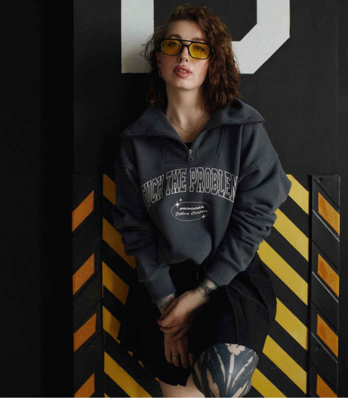 Свитшот Half-zip MEDOOZA «FTP College» (W) (графит)