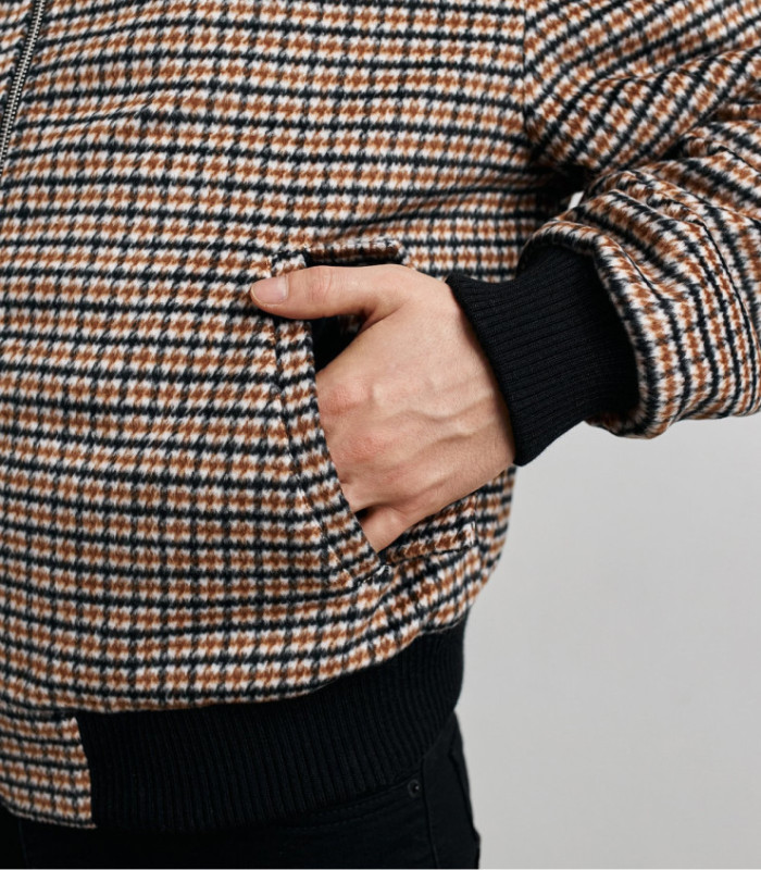 Бомбер-пальто MEDOOZA (коричневая клетка)