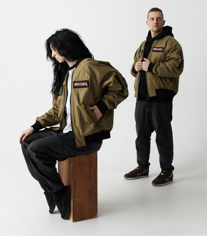 Бомбер MEDOOZA с патчами "Bushido" (оливковый)