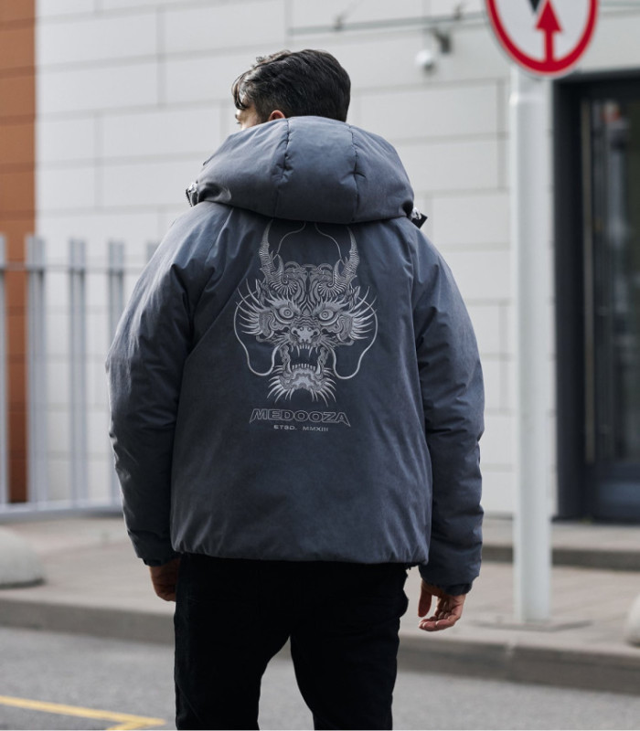 Зимний бомбер MEDOOZA "Dragon Head" (графит)