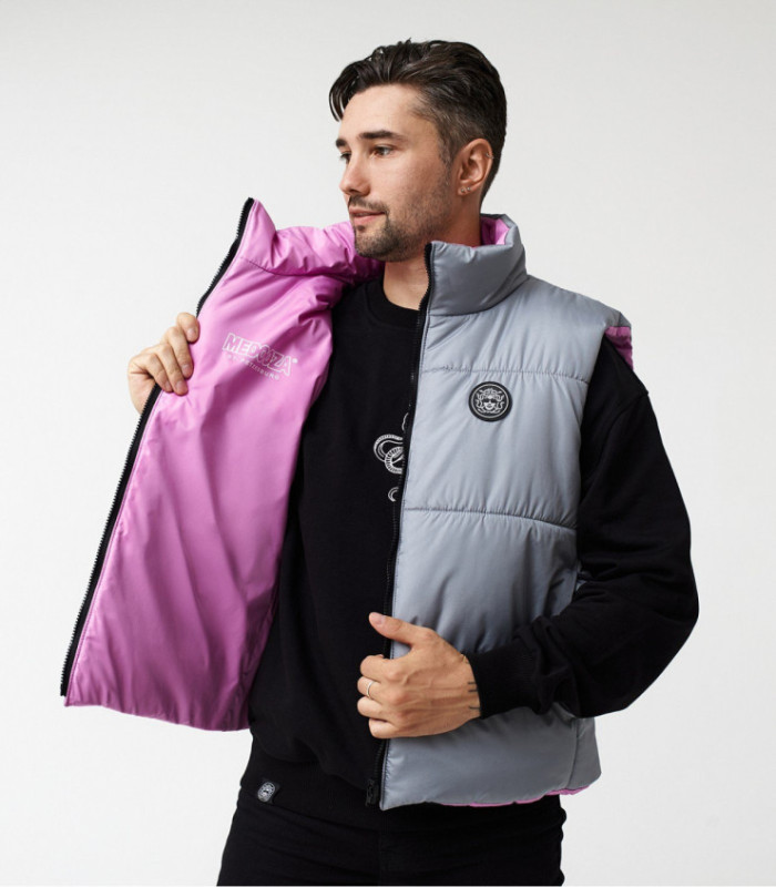 Жилетка MEDOOZA 2-сторон. "Face" (серый / розовый)