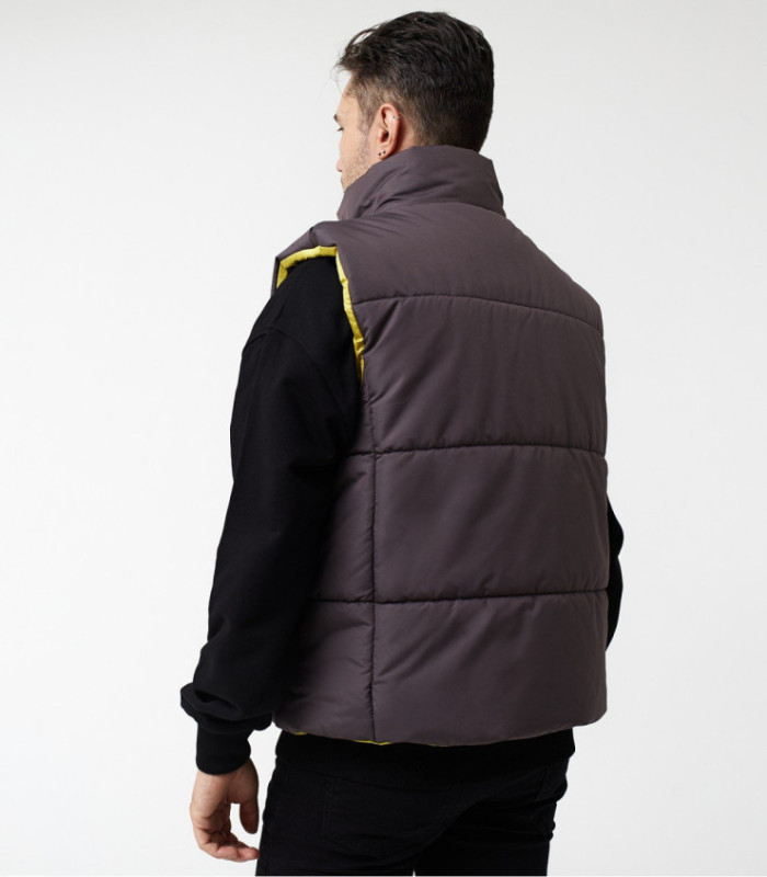 Жилетка MEDOOZA 2-сторон. "Face" (т. серый / горчица)