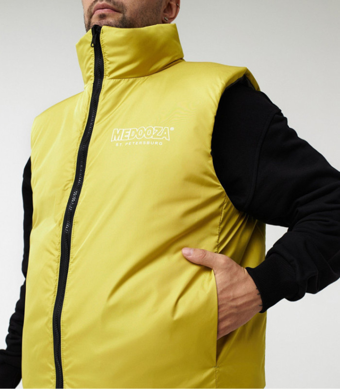 Жилетка MEDOOZA 2-сторон. "Face" (т. серый / горчица)