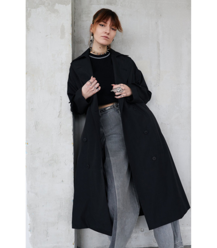 Тренч MEDOOZA "Snake" (W) (черный)